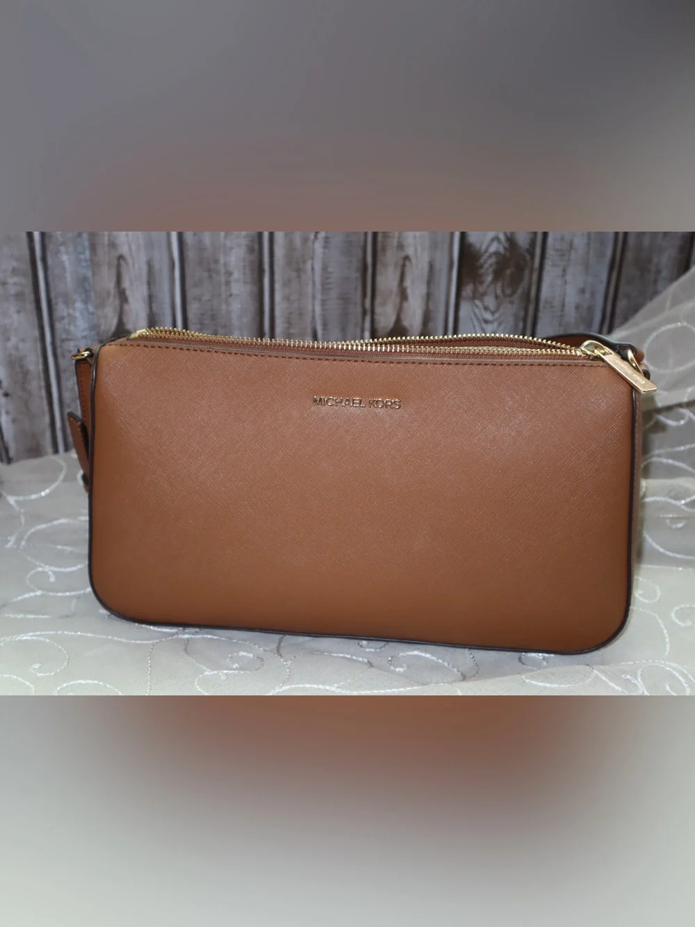Michael Kors Men's Tan Leather Zip Pouch